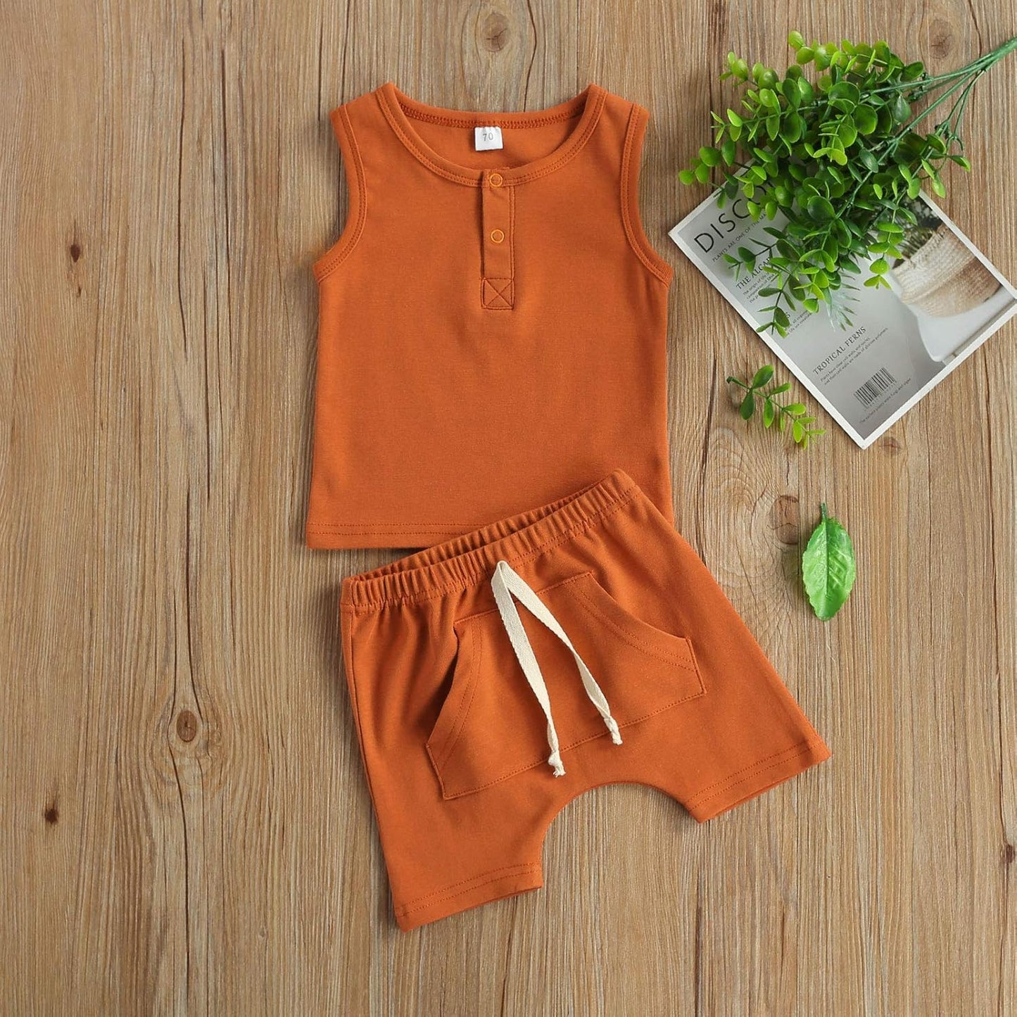 Infant Baby Boy Summer Clothes Solid Outfit Button Cotton Tops Pocket Drawstring Shorts 2Pcs