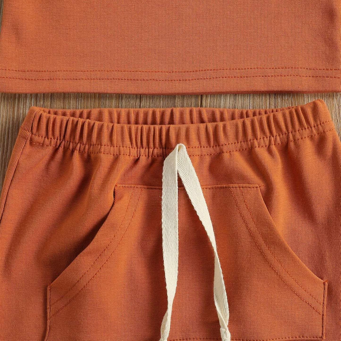 Infant Baby Boy Summer Clothes Solid Outfit Button Cotton Tops Pocket Drawstring Shorts 2Pcs