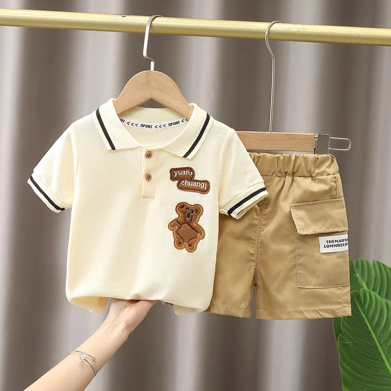 Baby Boy Clothes Set T-shirt+Shorts Kids Boy Summer Clothing Set Cute Cartoon Baby Boy Outfit Set Infant Toddler Tee Shirt Pants.