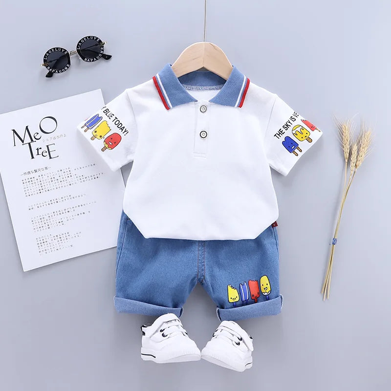 Baby Boy Clothes Set T-shirt+Shorts Kids Boy Summer Clothing Set Cute Cartoon Baby Boy Outfit Set Infant Toddler Tee Shirt Pants.