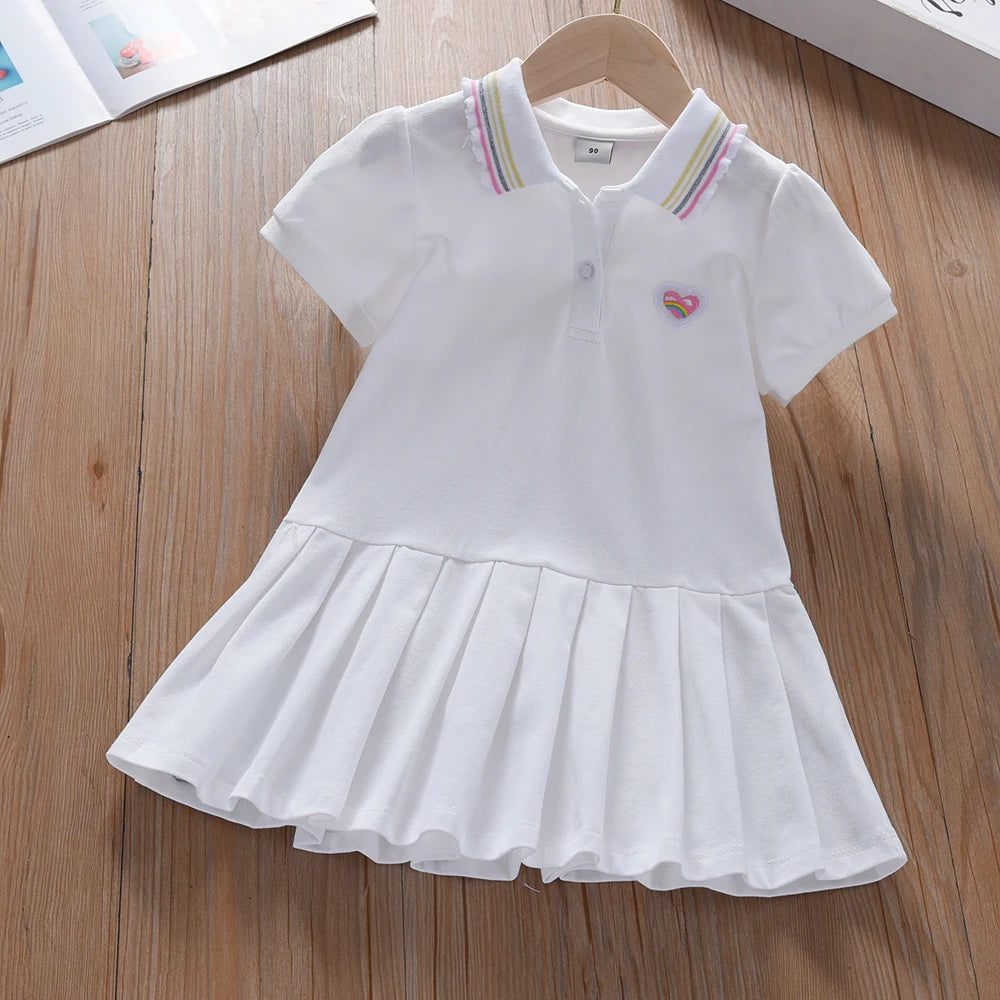 Toddler Girls' Dress Ages 2-6 Yellow Collared Summer Cotton Clothes for Children Cute Casual Outfit