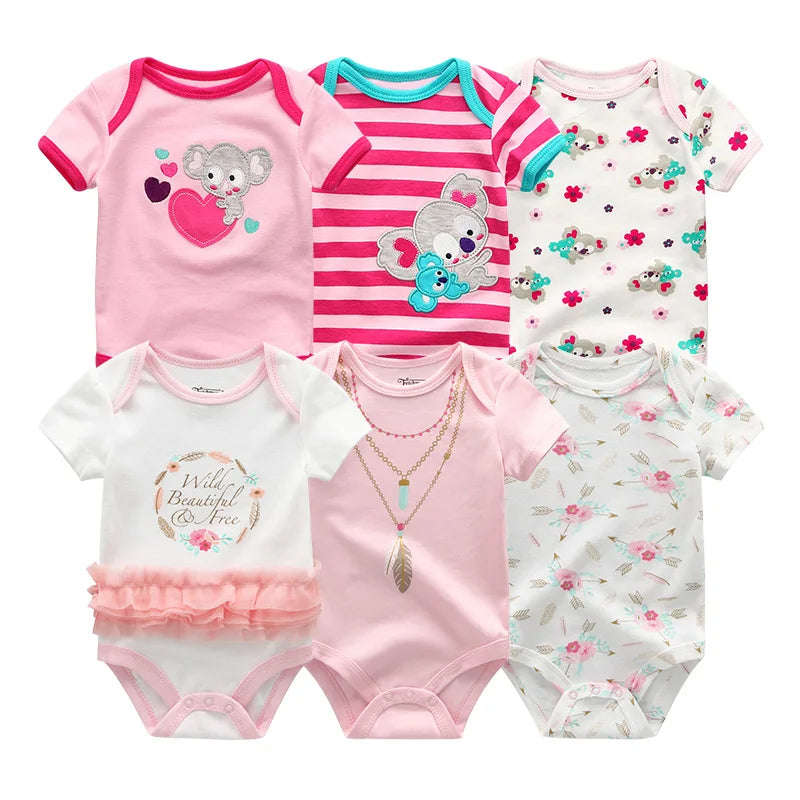 Baby Girl Jumpsuit 6Pcs/Lot Body Suit Spring Summer Toddler Boys Romper Cartoon Newborn Outfits Infant Clothes Set Cotton