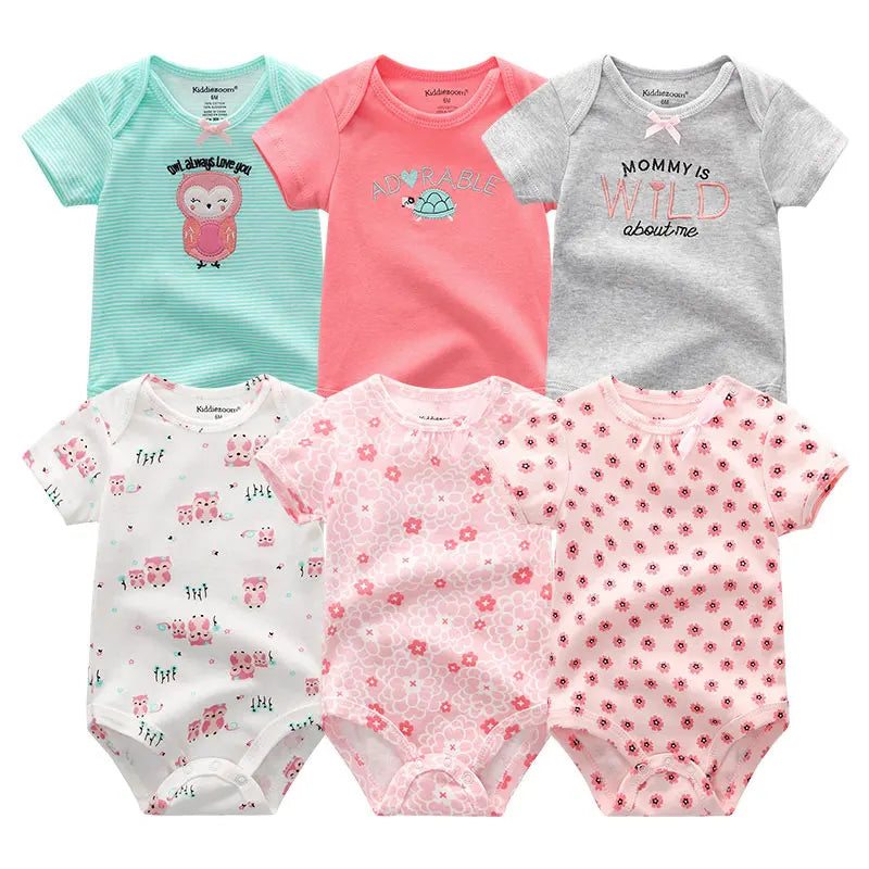 Baby Girl Jumpsuit 6Pcs/Lot Body Suit Spring Summer Toddler Boys Romper Cartoon Newborn Outfits Infant Clothes Set Cotton