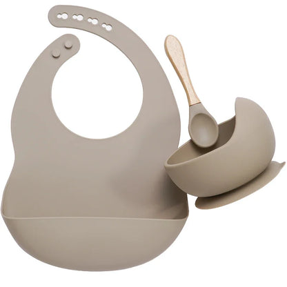 3PSC Food Grade Silicone Baby Feeding Set Baby Suction Bowl Waterproof Bibs Infant Tableware For Babies Newborn Baby Stuff