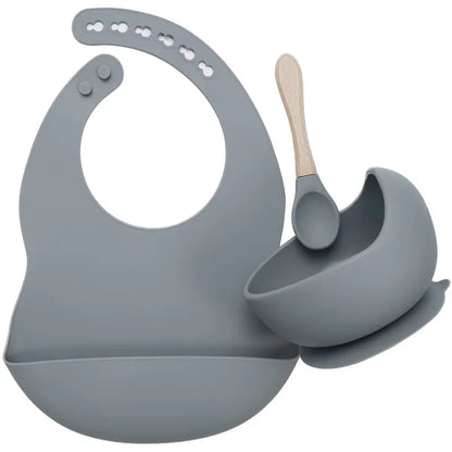 3PSC Food Grade Silicone Baby Feeding Set Baby Suction Bowl Waterproof Bibs Infant Tableware For Babies Newborn Baby Stuff