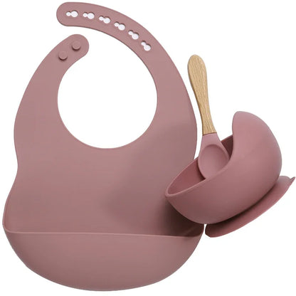 3PSC Food Grade Silicone Baby Feeding Set Baby Suction Bowl Waterproof Bibs Infant Tableware For Babies Newborn Baby Stuff