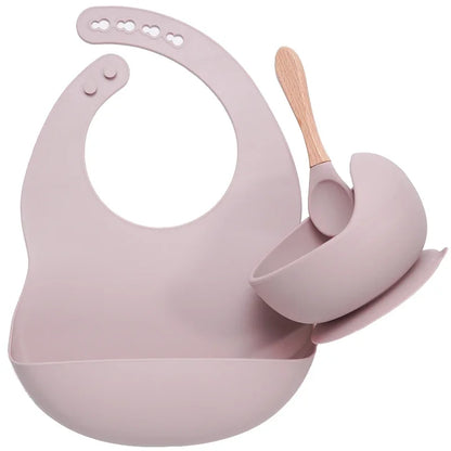 3PSC Food Grade Silicone Baby Feeding Set Baby Suction Bowl Waterproof Bibs Infant Tableware For Babies Newborn Baby Stuff