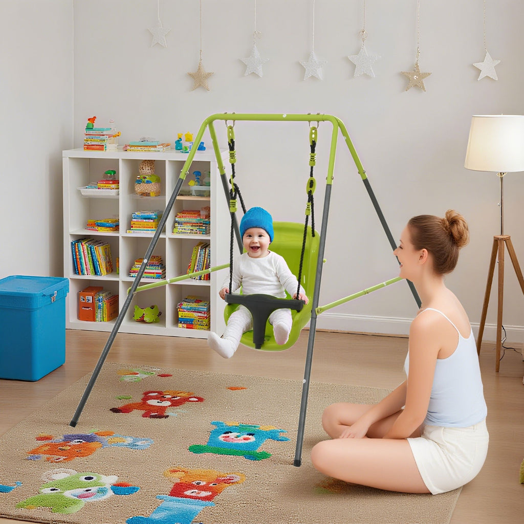 Xns001 Baby Swing With Safety Seat Indoor / Outdoor - Black / Green